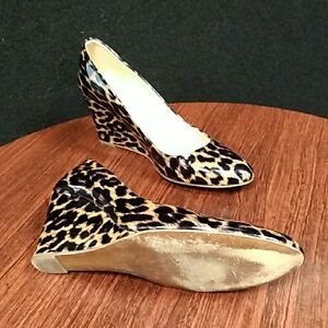 J. Crew Patent Leopard Print Wedge Heels -  8.5